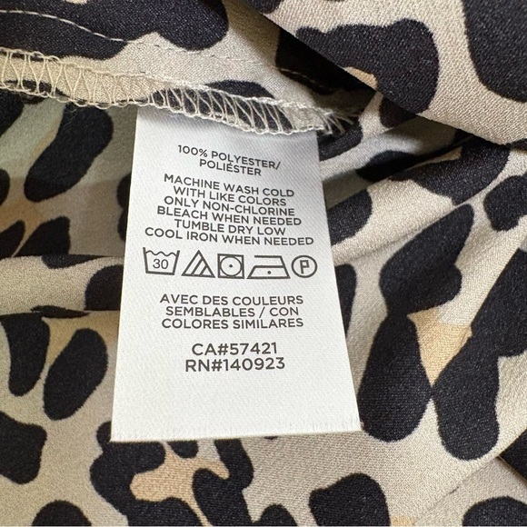 LOFT Leopard Print Silk Feel Silky Mock Neck Long Sleeve Blouse Top Shirt 16 - Picture 11 of 11